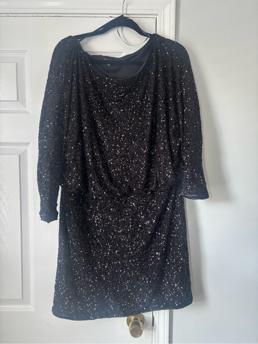 Fashion Nova Black Sequin Long Sleeve Mini Dress